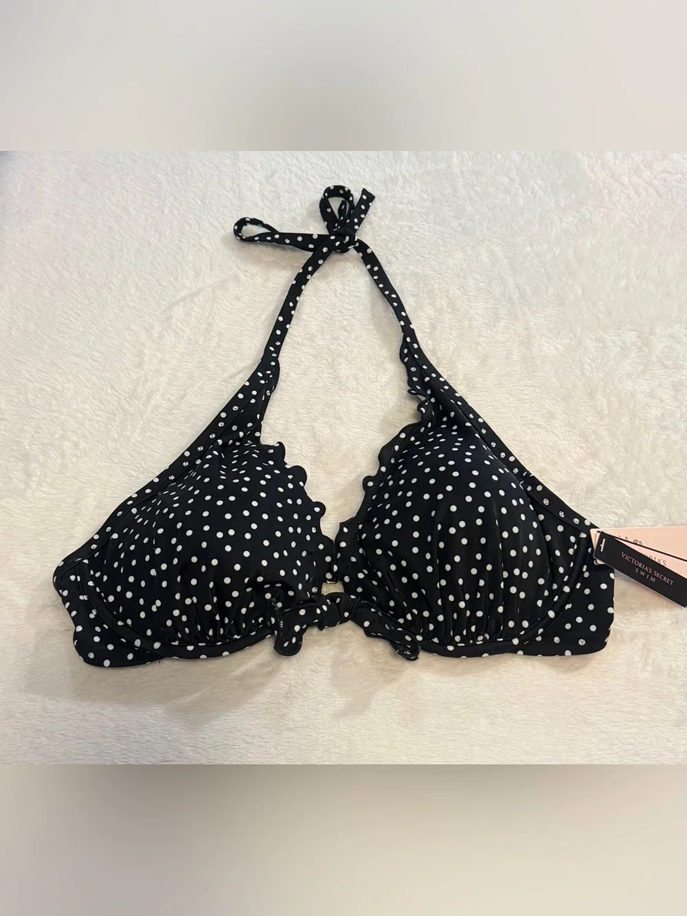 Victoria's Secret Capri Ruffle Halter Bikini Top Polka Dot